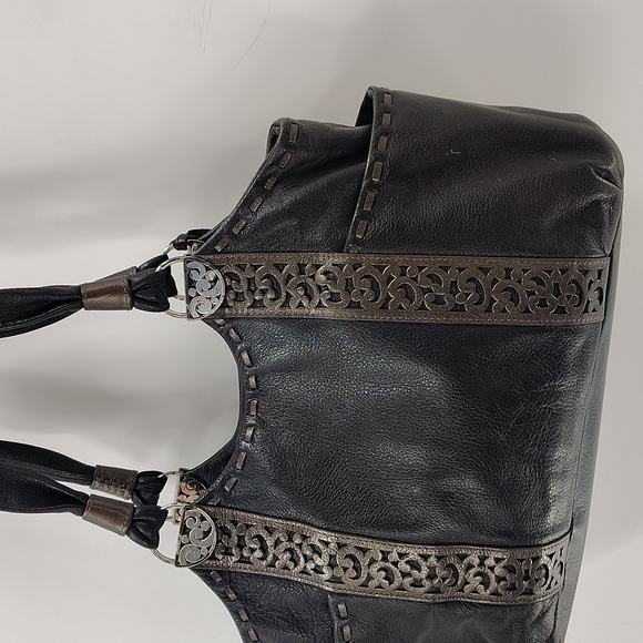 Brighton Black Leather Shoulder Bag Double Strap - Picture 11 of 15